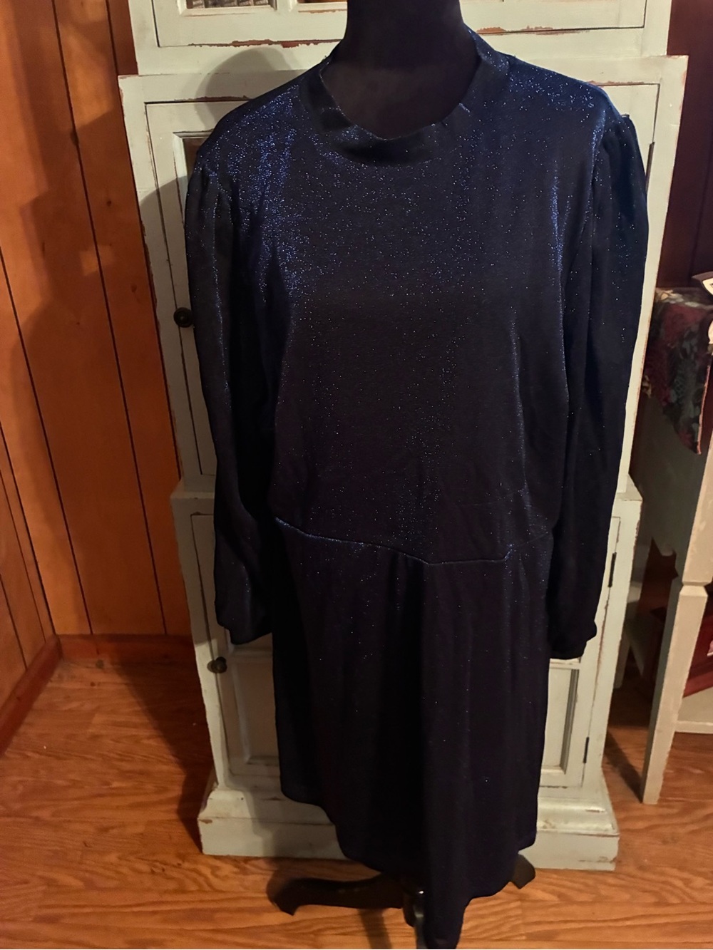 Cato Navy Sparkle Long-Sleeve Women's Dress B2